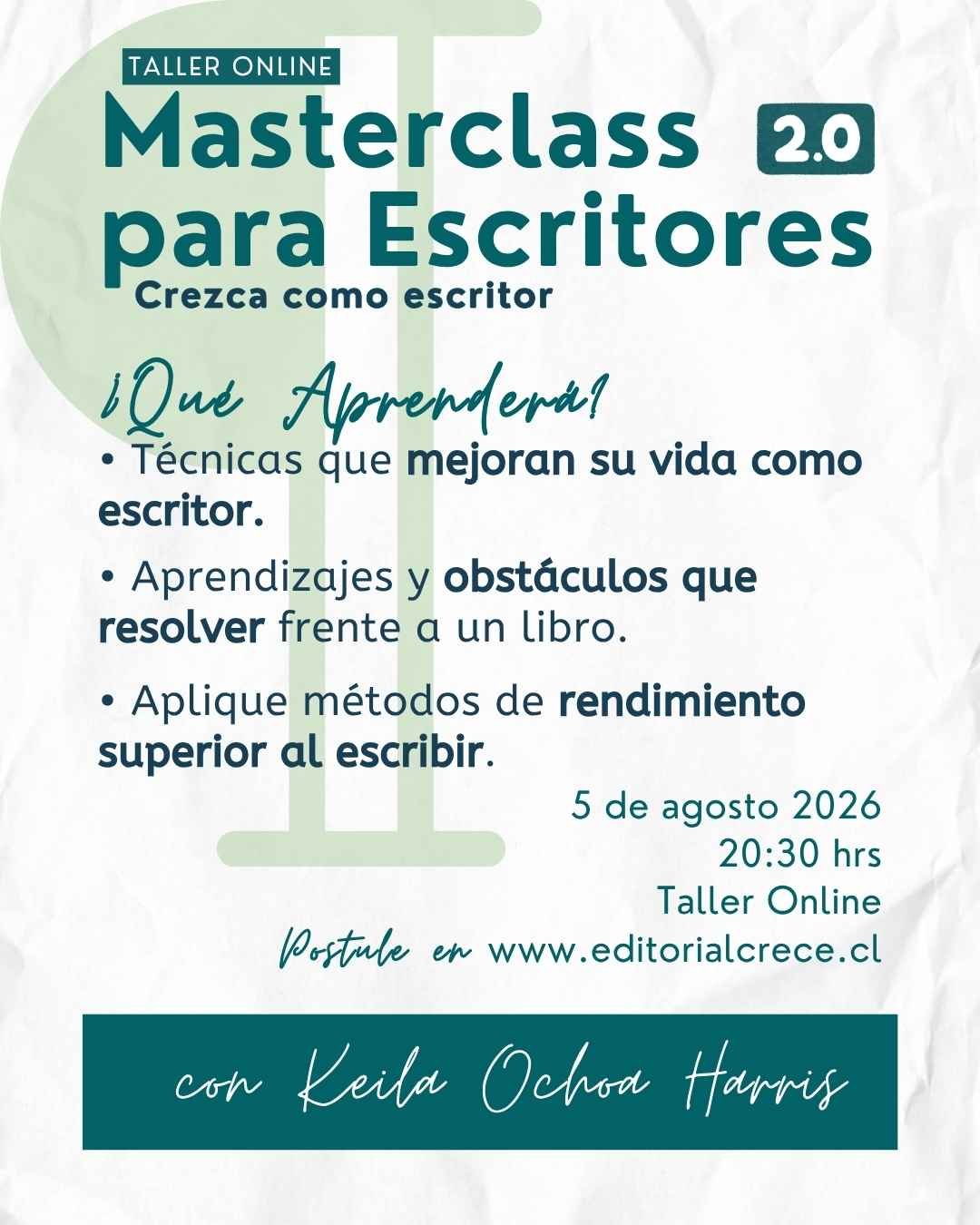 masterclass escritores Keila Ochoa